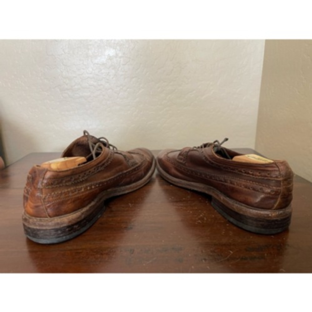Mark Nason Mens Brogue Dress Shoes Brown Leather Almond Toe Wingtip Lace Up 13 - Picture 2 of 8